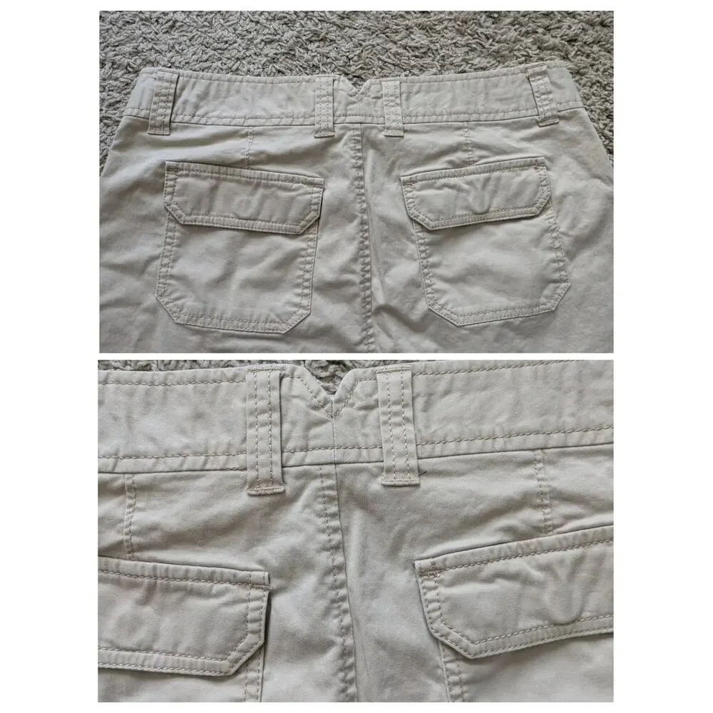 Y2K Old Navy Cargo Skirt Womens 6 Beige Cotton Beachy Surf Streetwear Skate
